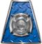Fire Fighter, EMS, Rescue Helmet Tetrahedron Decal Reflective in Blue Diamond Plate with Maltese Cross