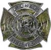 
	Fire Assistant Chief Maltese Cross with Flames Fire Fighter Decal in Camouflage
