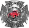 
	Fire Assistant Chief Maltese Cross with Flames Fire Fighter Decal with Antique Fire Truck
