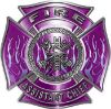 
	Fire Assistant Chief Maltese Cross with Flames Fire Fighter Decal in Purple
