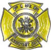 
	Fire Assistant Chief Maltese Cross with Flames Fire Fighter Decal in Yellow
