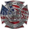 
	Fire Captain Maltese Cross with Flames Fire Fighter Decal with American Flag

