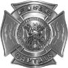 
	Fire Captain Maltese Cross with Flames Fire Fighter Decal in Silver
