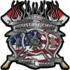 
	Fire Fighter Assistant Chief Maltese Cross Flaming Axe Decal Reflective with american flag
