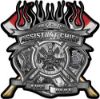 
	Fire Fighter Assistant Chief Maltese Cross Flaming Axe Decal Reflective in Inferno Gray Flames
