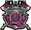 
	Fire Fighter Assistant Chief Maltese Cross Flaming Axe Decal Reflective in Inferno Pink Flames
