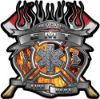 
	Fire Fighter emt Maltese Cross Flaming Axe Decal Reflective in Inferno Flames
