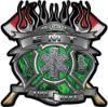 
	Fire Fighter emt Maltese Cross Flaming Axe Decal Reflective in Inferno Green Flames
