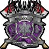 
	Fire Fighter emt Maltese Cross Flaming Axe Decal Reflective in Inferno Purple Flames
