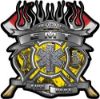 
	Fire Fighter emt Maltese Cross Flaming Axe Decal Reflective in Inferno Yellow Flames
