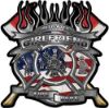 
	Fire Fighter Girlfriend Maltese Cross Flaming Axe Decal Reflective with american flag
