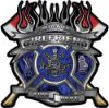 
	Fire Fighter Girlfriend Maltese Cross Flaming Axe Decal Reflective in Inferno Blue Flames
