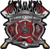 
	Fire Fighter Girlfriend Maltese Cross Flaming Axe Decal Reflective in Inferno Red Flames
