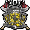 
	Fire Fighter Girlfriend Maltese Cross Flaming Axe Decal Reflective in Inferno Yellow Flames
