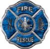 
	Traditional Fire Rescue Fire Fighter Maltese Cross Sticker / Decal in Blue Camouflage
