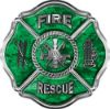 
	Traditional Fire Rescue Fire Fighter Maltese Cross Sticker / Decal in Green Camouflage
