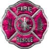 
	Traditional Fire Rescue Fire Fighter Maltese Cross Sticker / Decal in Pink Camouflage
