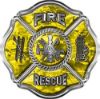 
	Traditional Fire Rescue Fire Fighter Maltese Cross Sticker / Decal in Yellow Camouflage
