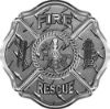 
	Traditional Fire Rescue Fire Fighter Maltese Cross Sticker / Decal in Diamond Plate
