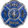 
	Traditional Fire Rescue Fire Fighter Maltese Cross Sticker / Decal in Blue Diamond Plate
