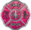 
	Traditional Fire Rescue Fire Fighter Maltese Cross Sticker / Decal in Pink Diamond Plate
