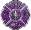 
	Traditional Fire Rescue Fire Fighter Maltese Cross Sticker / Decal in Purple Diamond Plate
