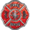 
	Traditional Fire Rescue Fire Fighter Maltese Cross Sticker / Decal in Red Diamond Plate
