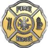 
	Traditional Fire Rescue Fire Fighter Maltese Cross Sticker / Decal in Gold
