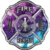 
	Traditional Fire Rescue Fire Fighter Maltese Cross Sticker / Decal with Hearts
