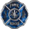 
	Traditional Fire Rescue Fire Fighter Maltese Cross Sticker / Decal in Blue Inferno Flames
