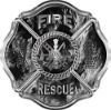 
	Traditional Fire Rescue Fire Fighter Maltese Cross Sticker / Decal in Gray Inferno Flames
