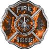 
	Traditional Fire Rescue Fire Fighter Maltese Cross Sticker / Decal in Orange Inferno Flames
