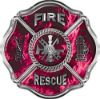 
	Traditional Fire Rescue Fire Fighter Maltese Cross Sticker / Decal in Pink Inferno Flames
