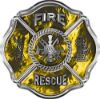 
	Traditional Fire Rescue Fire Fighter Maltese Cross Sticker / Decal in Yellow Inferno Flames
