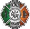 
	Traditional Fire Rescue Fire Fighter Maltese Cross Sticker / Decal with Irish Flag
