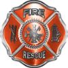 
	Traditional Fire Rescue Fire Fighter Maltese Cross Sticker / Decal in Orange
