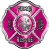 
	Traditional Fire Rescue Fire Fighter Maltese Cross Sticker / Decal in Pink
