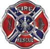 
	Traditional Fire Rescue Fire Fighter Maltese Cross Sticker / Decal with Confederate Rebel Flag
