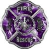 
	Traditional Fire Rescue Fire Fighter Maltese Cross Sticker / Decal with Purple Evil Skulls
