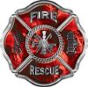 
	Traditional Fire Rescue Fire Fighter Maltese Cross Sticker / Decal with Red Evil Skulls
