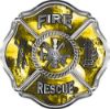 
	Traditional Fire Rescue Fire Fighter Maltese Cross Sticker / Decal with Yellow Evil Skulls
