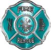 
	Traditional Fire Rescue Fire Fighter Maltese Cross Sticker / Decal in Teal
