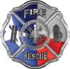 
	Traditional Fire Rescue Fire Fighter Maltese Cross Sticker / Decal with Texas Flag
