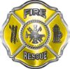 
	Traditional Fire Rescue Fire Fighter Maltese Cross Sticker / Decal in Yellow
