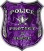 
	Protect and Serve Police Law Enforcement Decal in Purple Inferno Flames
