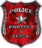 
	Protect and Serve Police Law Enforcement Decal in Red Inferno Flames
